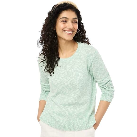 J.CREW Women’s Crewneck cotton blend beach sweater in green merle-Size S - Picture 1 of 6